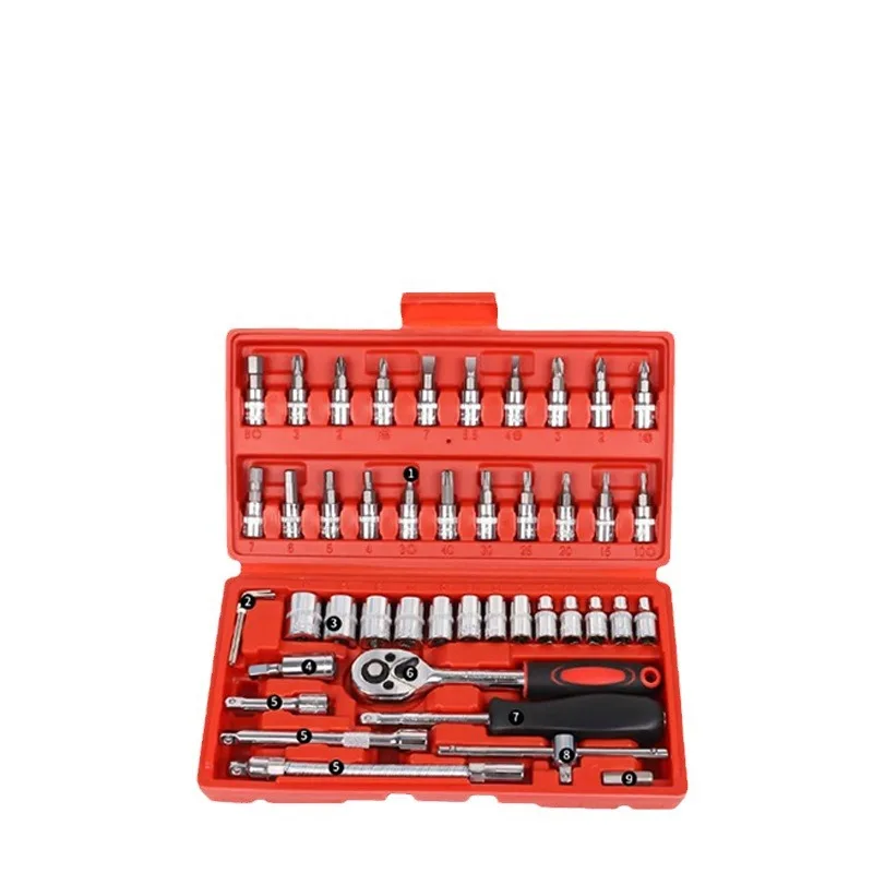 46 pcs socket wrench set tools hand tools professional combination socket ratchet wrench set car tools box set mechanics wrench