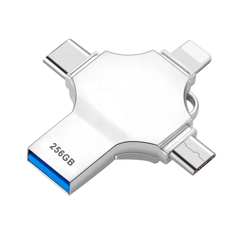 High Speed 4 In 1 OTG Usb Flash Drive Type C lightning Memory Stick Customized 32GB 64GB 128GB 256GB Pendrive flash drive