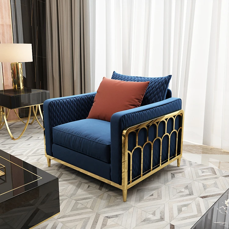 Спа-проект Золотая оправа ножки лобби отеля бархатная красочная ткань досуг античный жилой диван стул