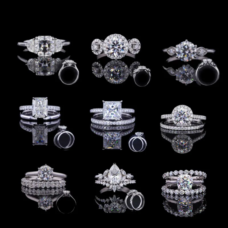 Factory Custom moissanites diamond jewelry 9K 10K 14K 18k soild gold engagement wedding ring