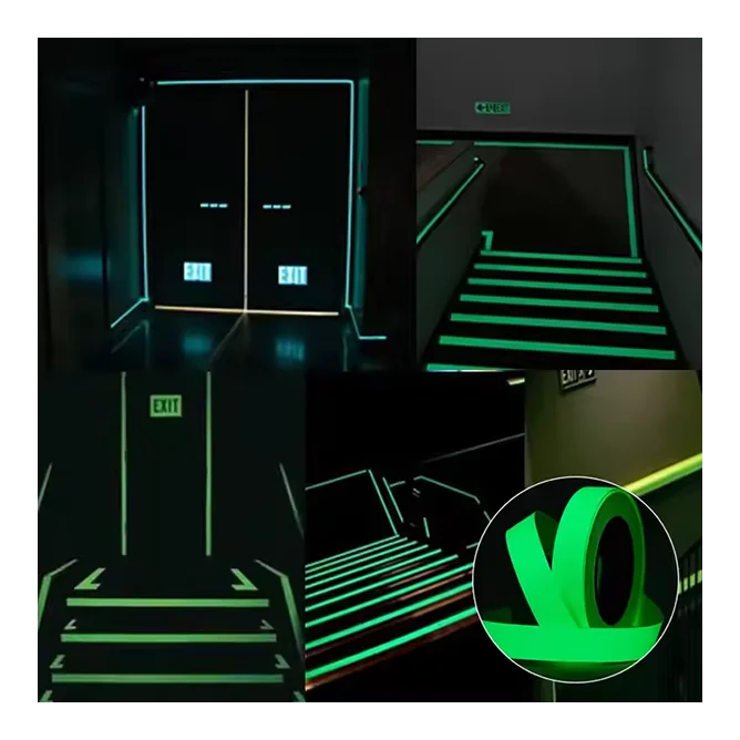Photoluminescent Film Exit Safety Warning Markers Luminous Stickers Stairs Walls Steps Glow in the Dark Tape