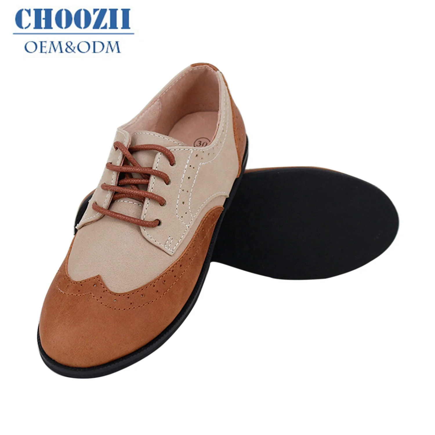 Choozii Wholesaler Customized New Design Wax Leather Flat Shoes Boys Casual Shoes