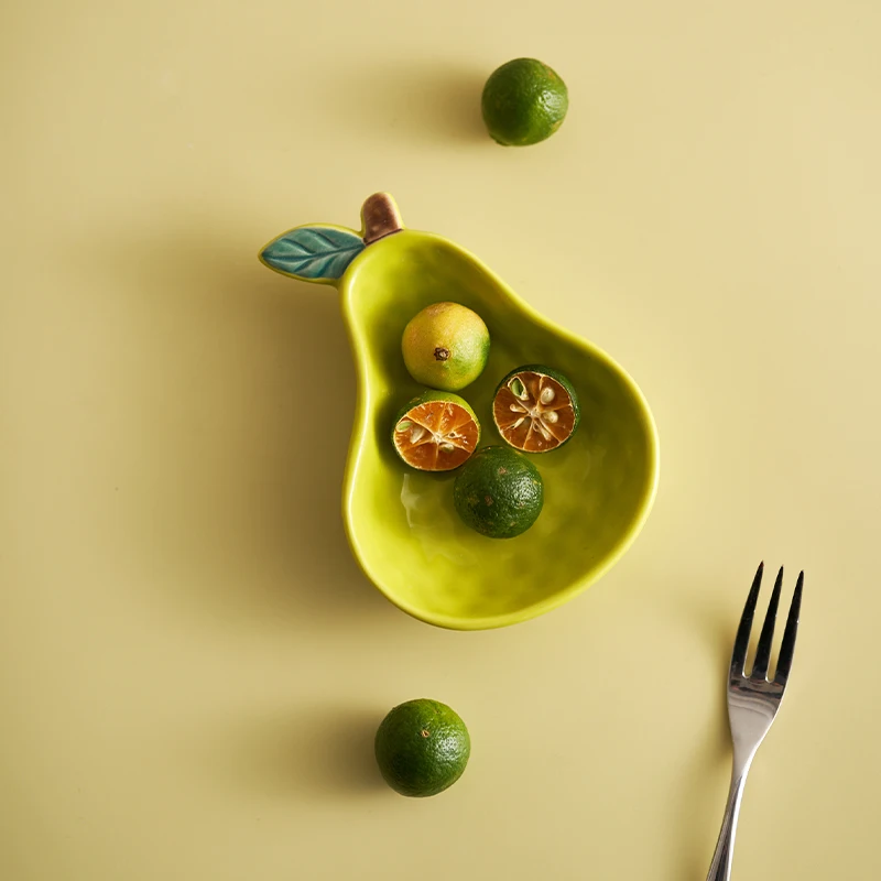 Novelty Irregular Fruit Shape Underglazed Ceramic Plates Healthy For Baby Use Dishes And Plates 3440