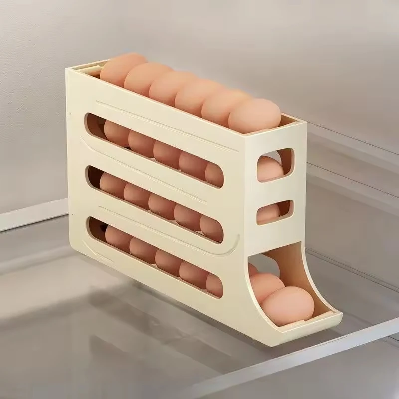 Plastic Refrigerator Egg Organizer Rack Automatic Rolling Egg Tray Kitchen Multi-layer Egg Storage Holder