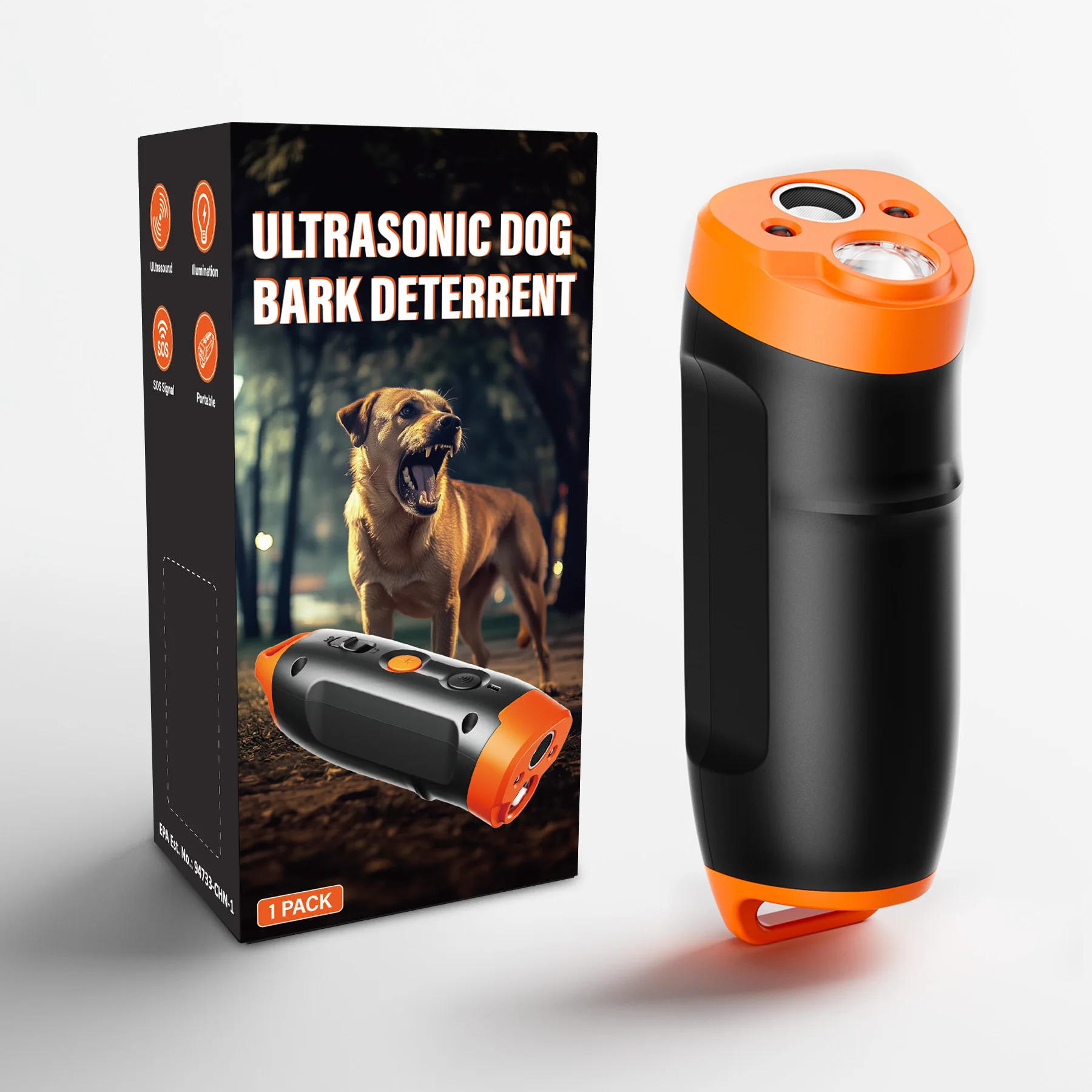 2024 12M Range Ultrasonic Anti-Barking Device For Dogs Dog Barking Control Repeller With Flashlight Dog Bark Deterrents Device
