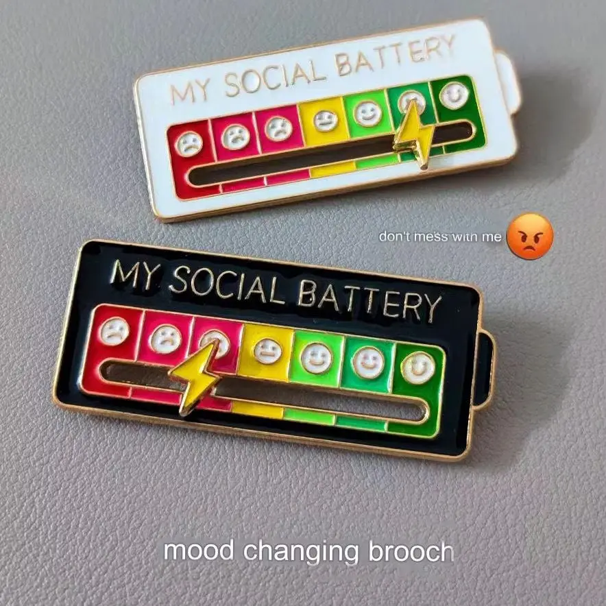 Mood conversion energy brooch Personalized sliding social energy metal badge male and female expression brooch Pin jewelry