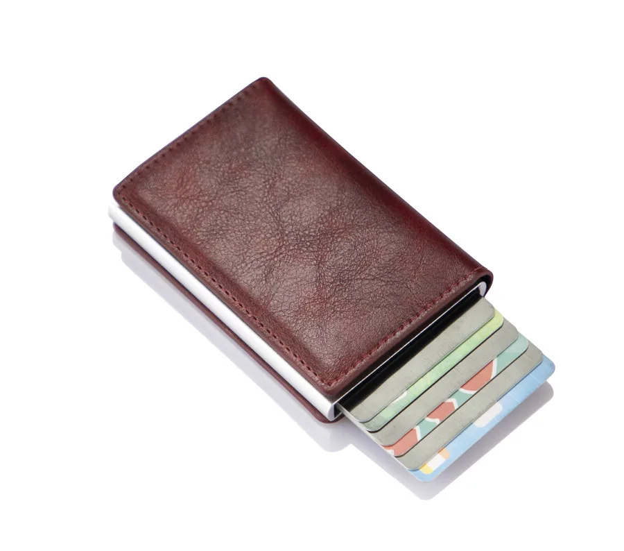 European Style PU Leather Wallet RFID Blocking Aluminum Credit Cards Holder For Promotion