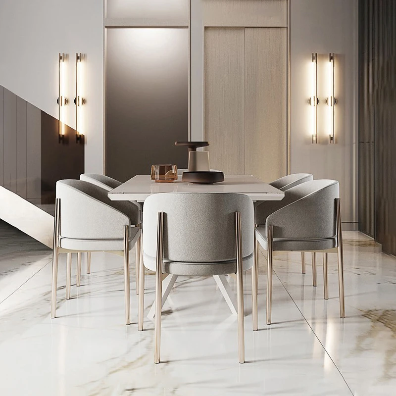 Nordic Hotel Restaurant White Fabric Dining Chair Home Furniture Dining Room Modern Luxury Velvet Dining Chair