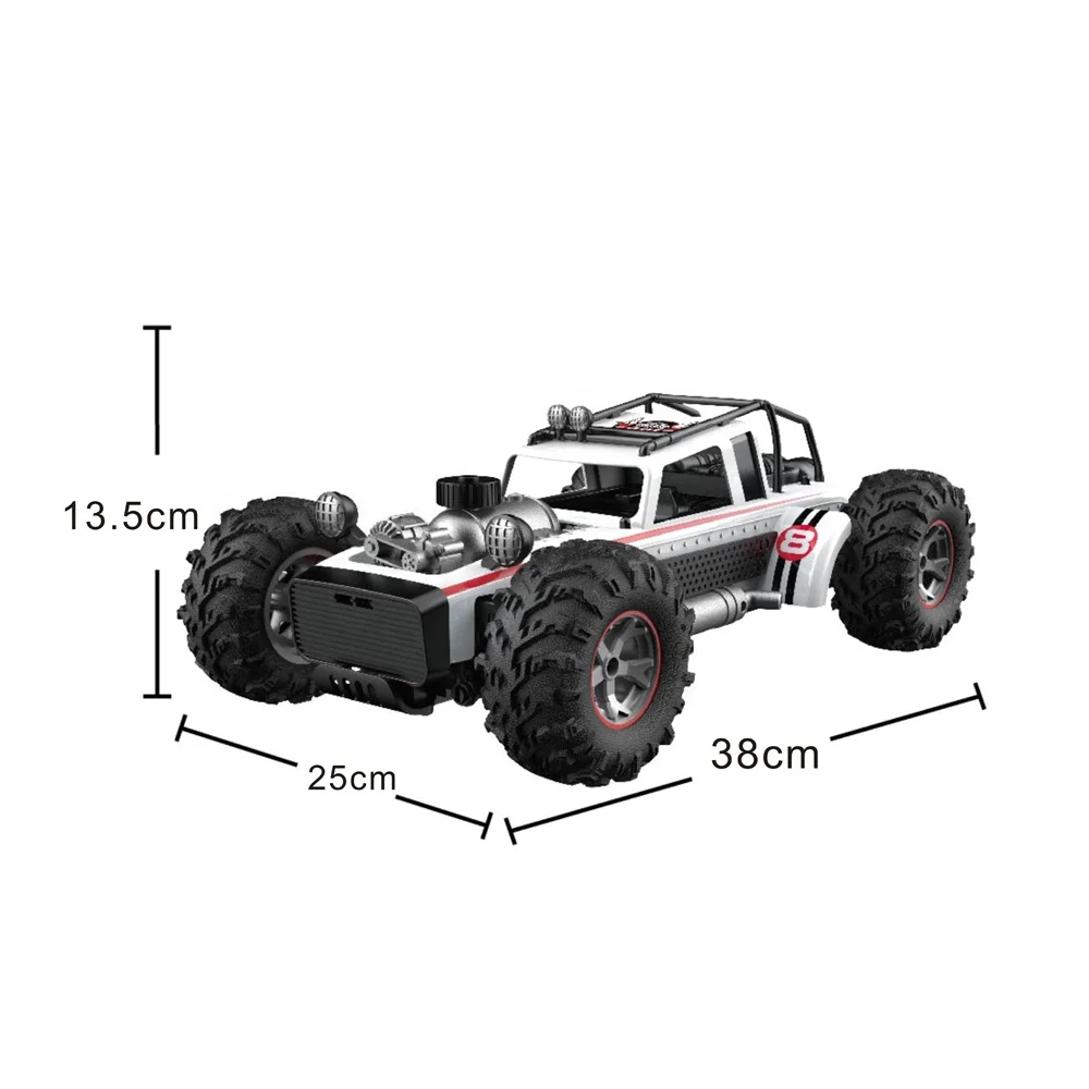 2.4G Radio Control Toys 1:12 Half Proportion High Speed Car Spray Smoke Fog Stream Cross Country Truck