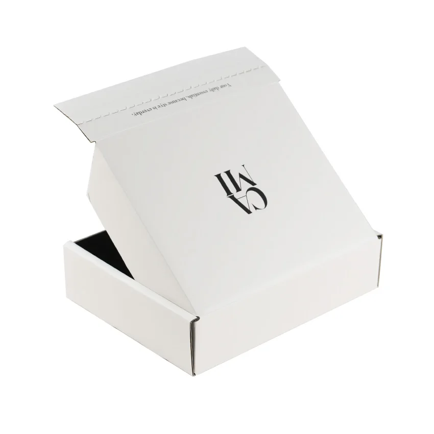 Custom Print Corrugated Paper Box Recycled Cardboard Zipper Tear Strip Mailer Packaging Shipping Self Sealing Boxes