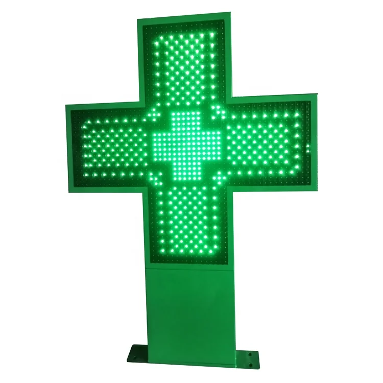 Wireless Control Flash Animated Gif Light Board Outdoor Green Display Pharmacy Cross Led Sign Board