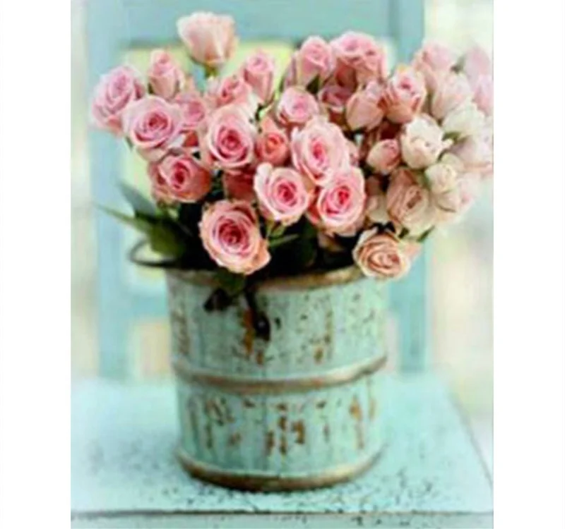 
Customized Diamond Painting Design Little Pink Roses Retro Children 3D Painting By Numbers Hand Worked Cross Stitch For Decor 