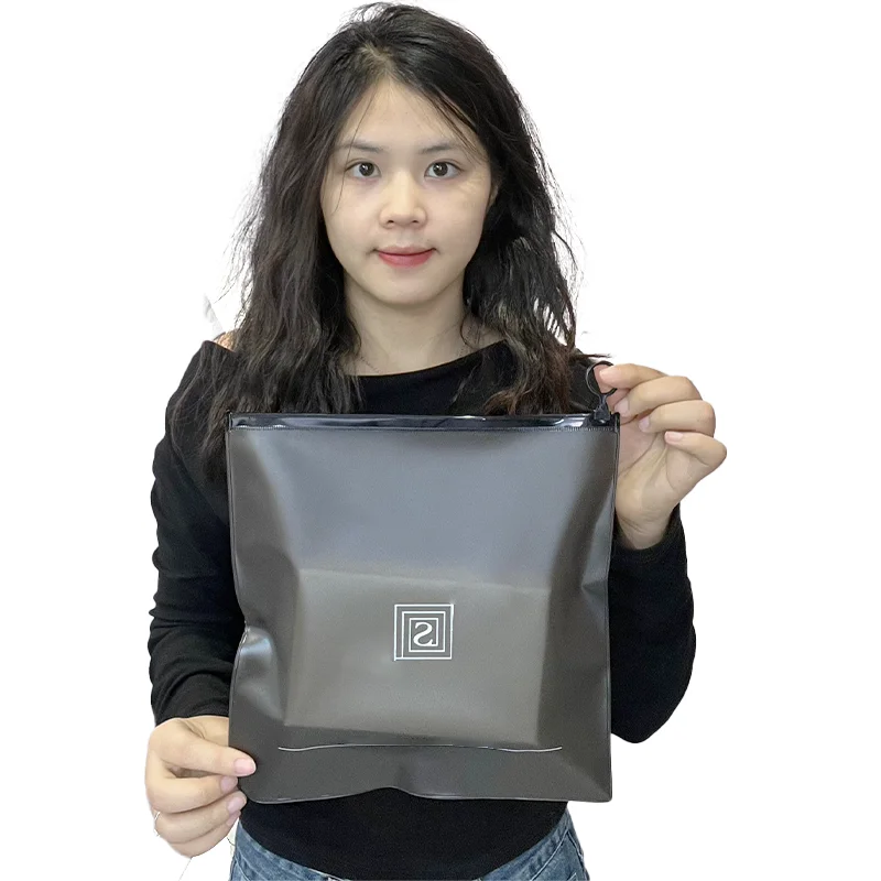 Black Transparent PVC Clothing Zipper Bag Plastic Cosmetic Makeup Zip Lock Slider Bag Customized Logo