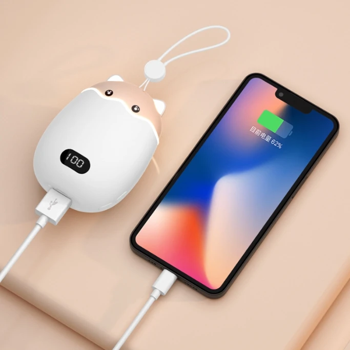 Hand Warmer And Power Bank 2-in-1USB Portable Intelligent Digital Display Rechargeable Mini Cartoon Hand Warmer