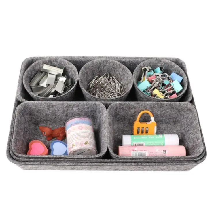 Hot Selling Felt Multi-functional Table Top Storage Boxes 8 Pieces Felt Storage Basket