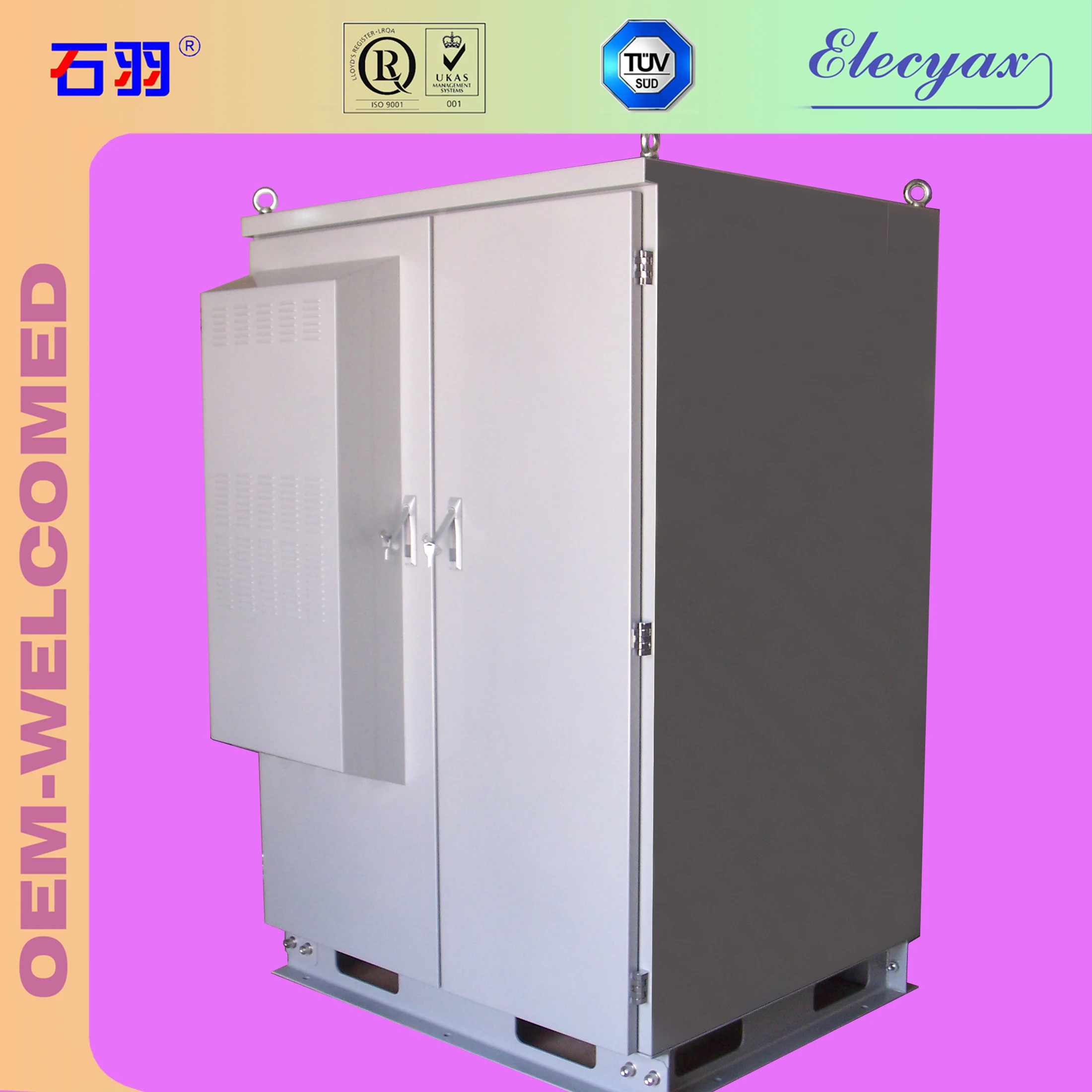 Outdoor battery cabinet 4 battery rack waterproof enclosure with heat exchanger SK-419