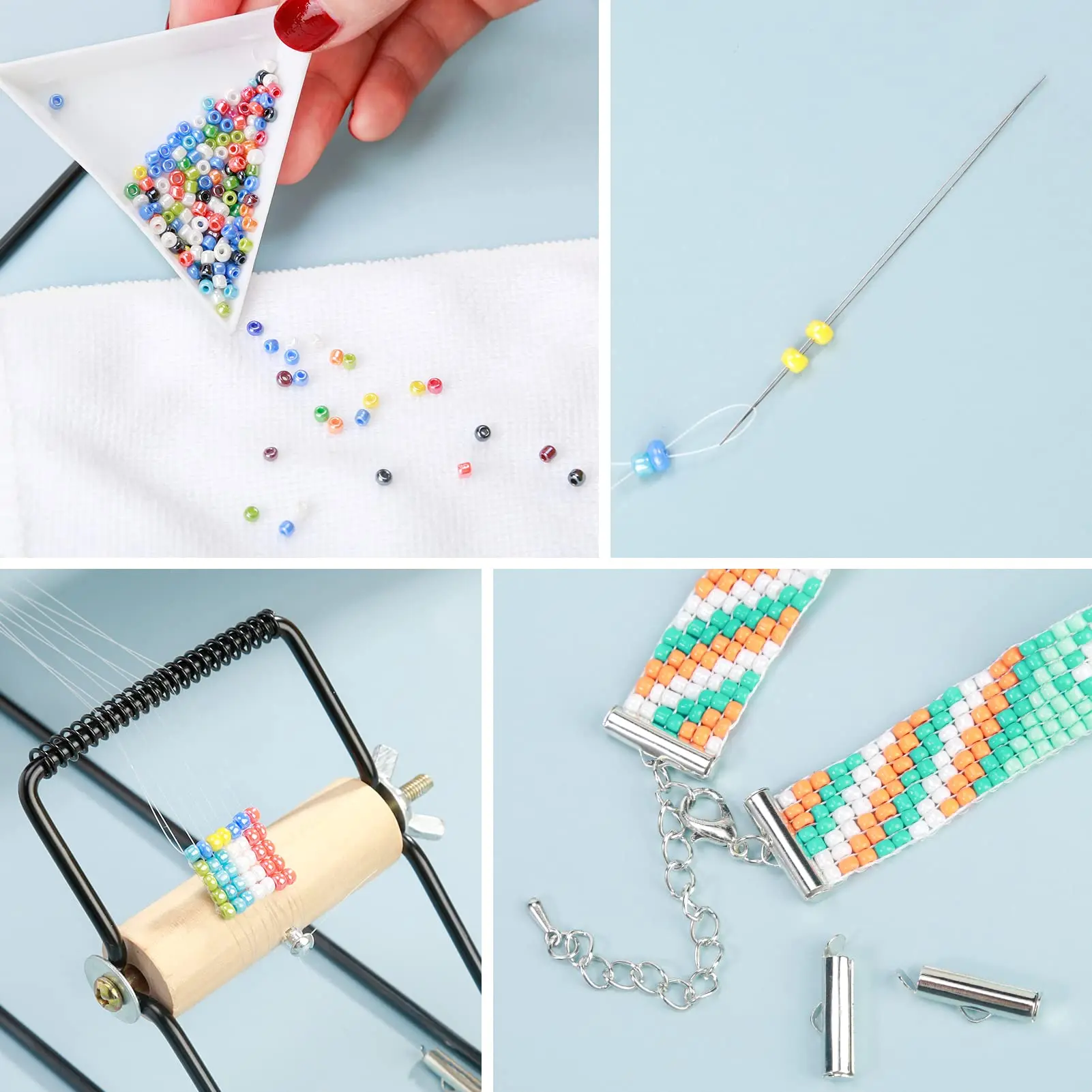 DIY creative fun beading loom kit to make a necklace bracelet with your choice of beads