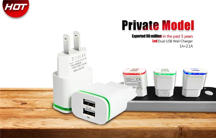 
Best seller amazon Free shipping Euro Plug or USA 2.1A home charger for mobile phone 