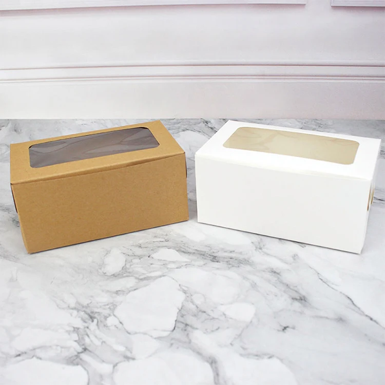 Y51 folding window drawer packaging kraft paper gift box for tea Dessert Cake paper box with full see through PVC lid