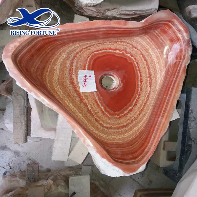Red onyx irregular basin