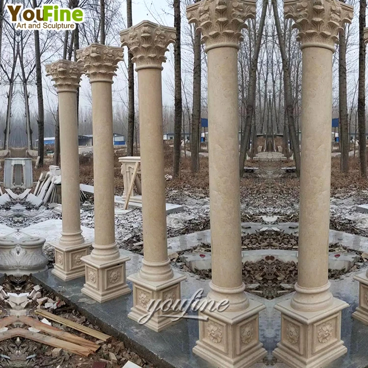 Affordable Hand Carved Black Marble Roman Corinthian Column