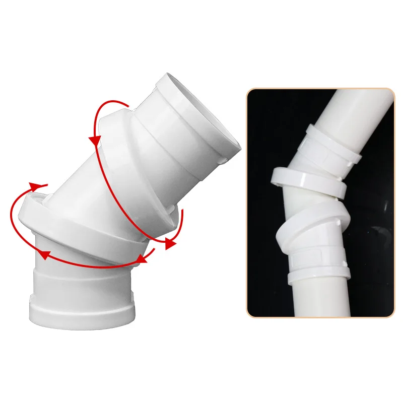 Factory wholesale UPVC PVC pipe fittings  double union Adjustable swivel joint elbow swivel universal joint for pipe Drain water