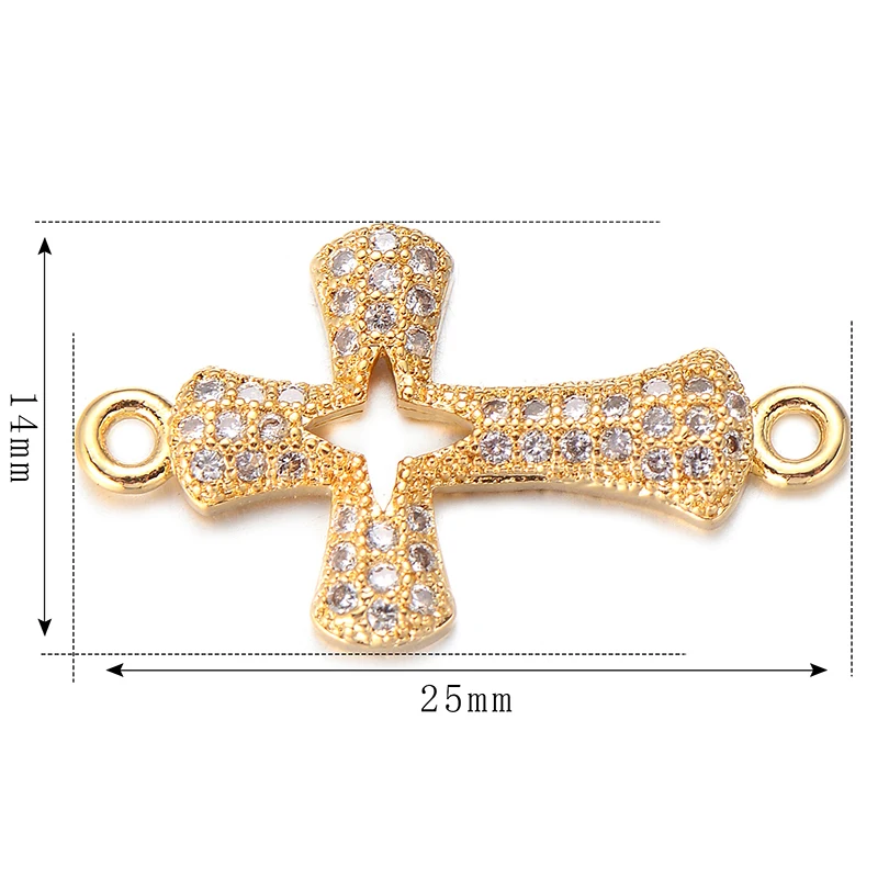 Women Handmade Bracelet Necklace Accessories White CZ Cross Charms for Jewelry Making Micro Pave Clear Zircon Bead Charm
