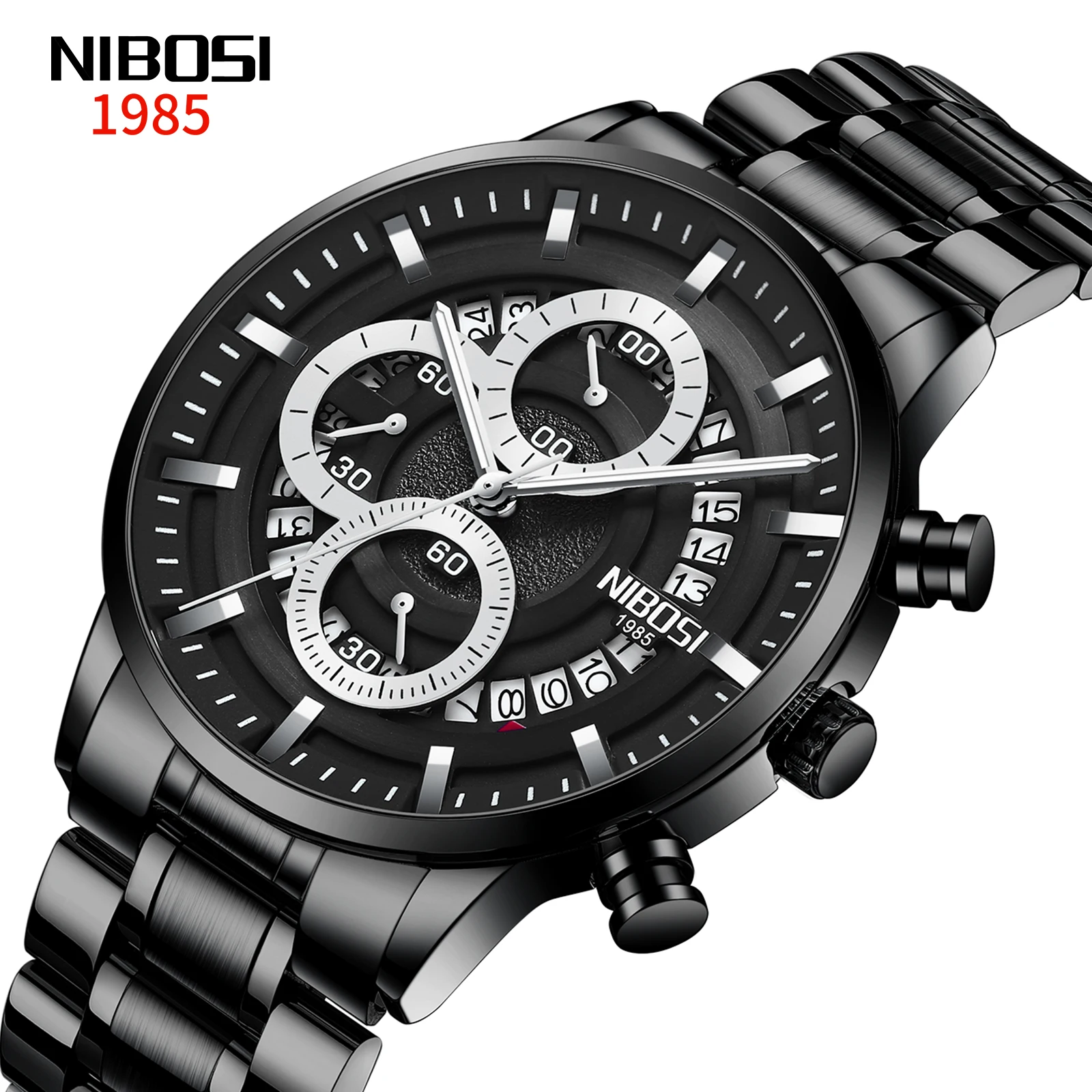 Luxury Watch Strap Wristwatch NIBOSI 2369 Movt Quartz Watch Stainless Steel reloj