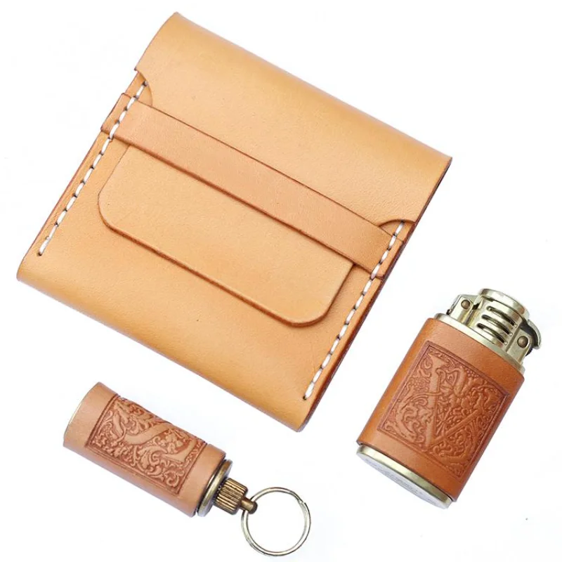 Classic Leather Fireworks Case Portable Cigaretteeding Holder Wooden Cover Great Gift