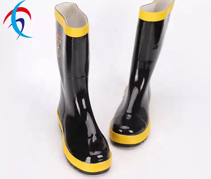 High Quality Yellow Fire Resistant Safety Boots Workwear Chemical Resistance Firefighter Emergency Rubber Shoe