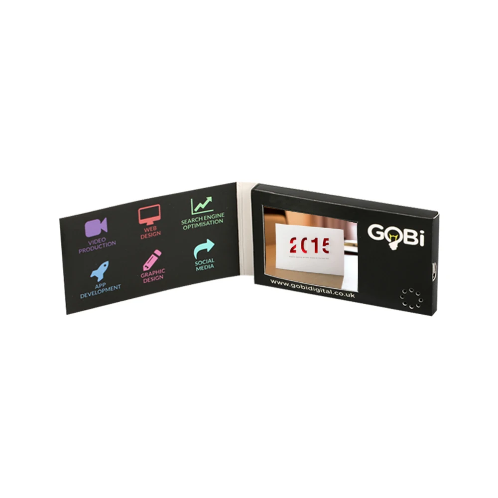 2.4 inch Hd lcd video brochure card ,acrylic digital video wedding invitation card with led light video card