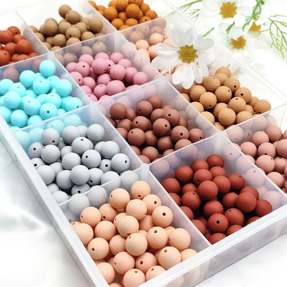 Factory Custom Wholesale 9mm 12mm 15mm 19mm Food Grade BPA Free Baby Chew Teether Silicone Beads