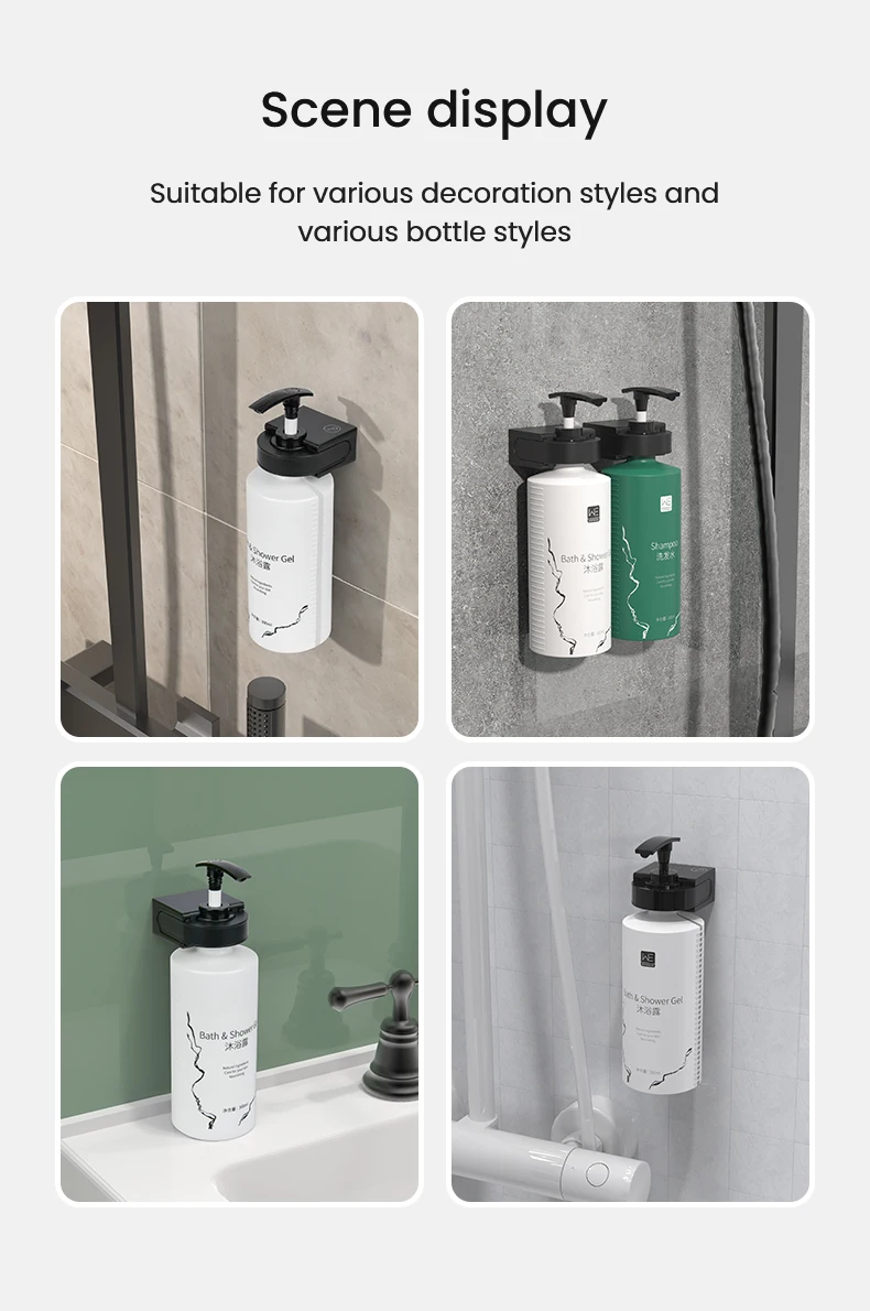 Concise Style Shower Gel Shampoo Holder ABS Plastic Wall Bracket Custom Logo Conditioner Holder Bathroom Kitchen Refillable