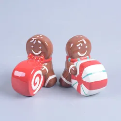 Ceramic Gingerbread Man Shaped Spice Jar Salt and Pepper Shaker Set