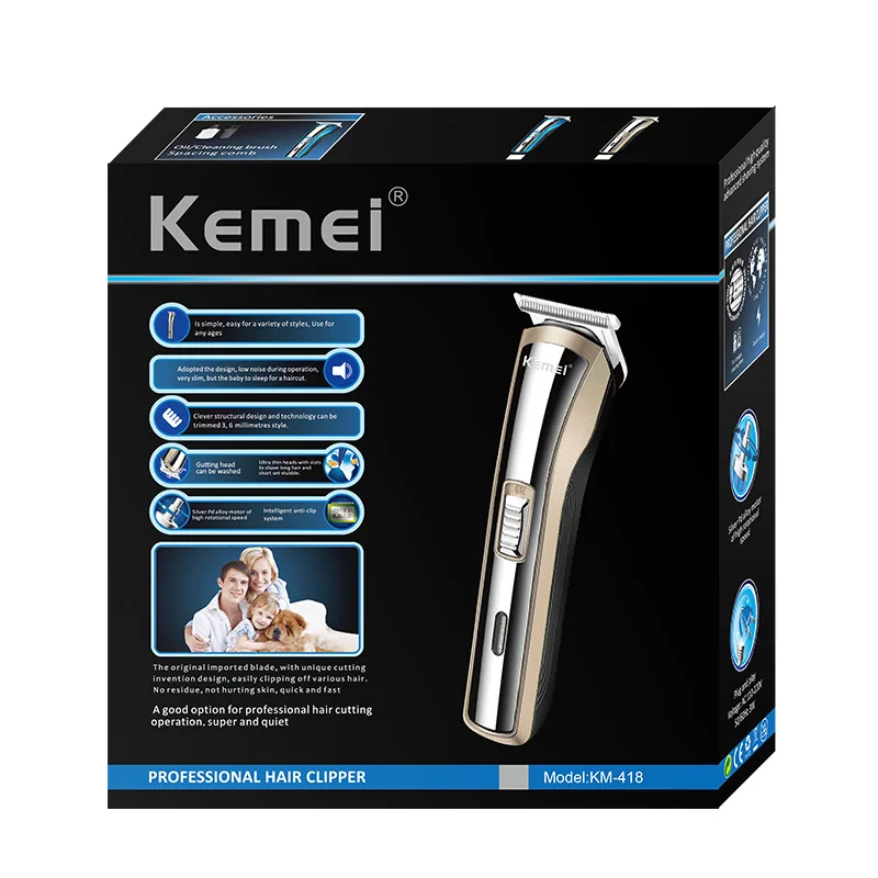 Maquina Kemei KM-418  Hot Selling Hair Clipper Rechargeable Electric Hair Clipper KM-418 Hair Trimmer