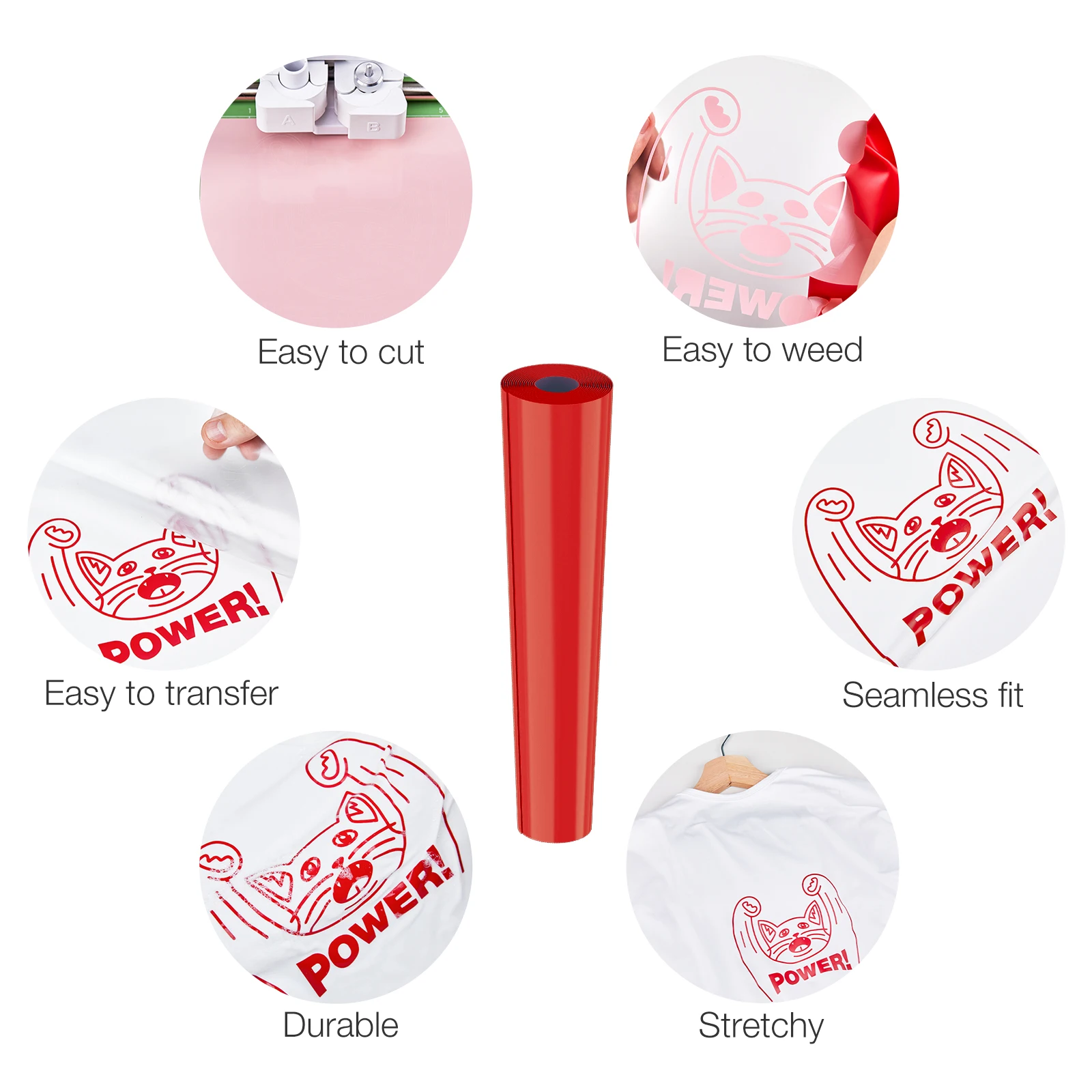 Nicapa Red Iron On HTV Vinyl Rolls Heat Transfer Vinyl Film for Textiles Clothing 12 inch x 15 feet