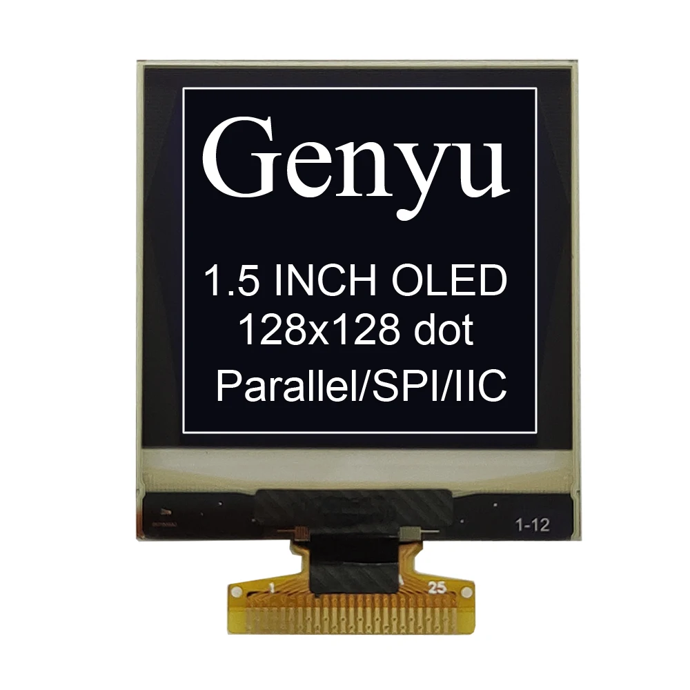 1.5 inch OLED Screen 128x128 OLED Panel White Yellow 25Pin SPI IIC/I2C Interface SSD1327 128x128 1.5 Square OLED Display
