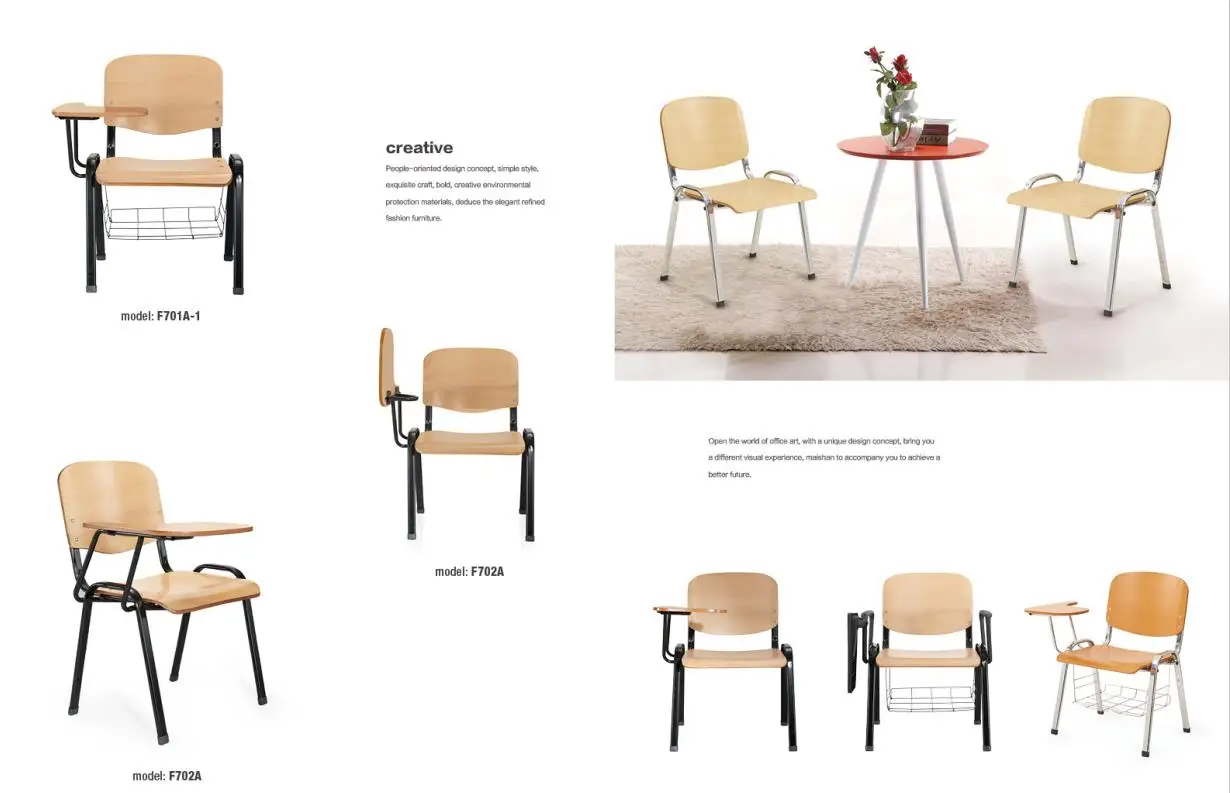 School training foldable chair study chair for adults student student chair with writing pad