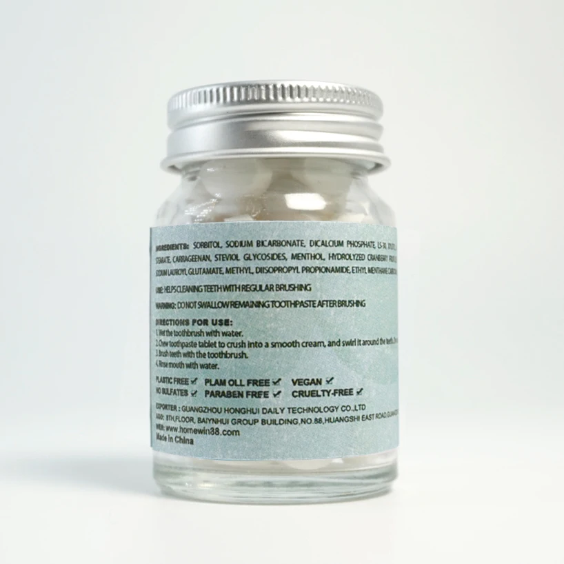  OEM Customized Toothpaste tTablets Natural Mint Ingredients Chewable Whitening Mouthwash