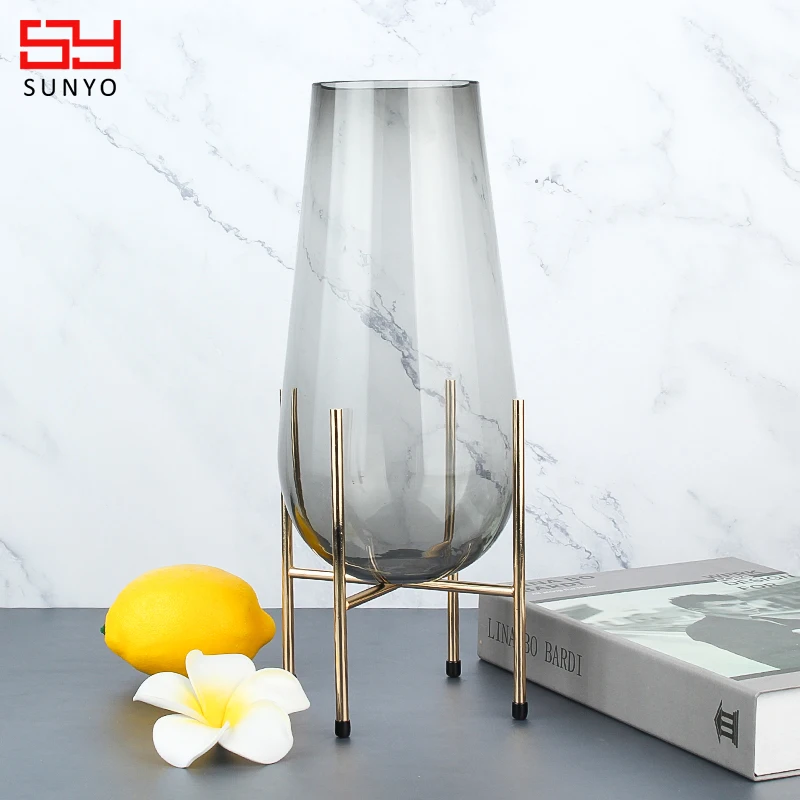 Sunyo Modern Styling Egg Shape Glass Vase Hand Blowing Lead Free Round Bottom Vase Decor Vase For Home And Wedding Decorative