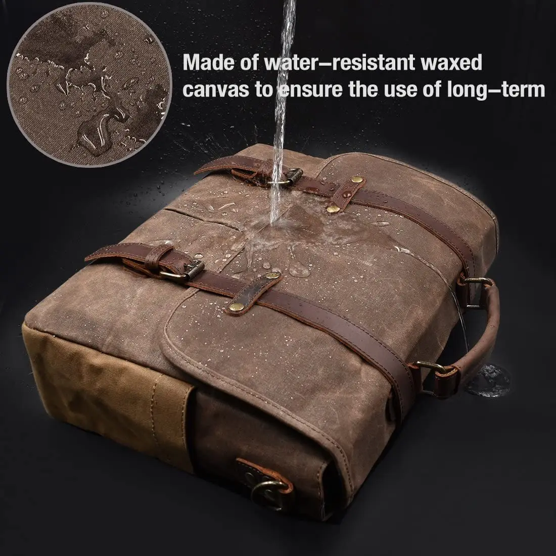 MB081 Retro waterproof waxed canvas leather custom shoulder bag hand briefcase men portable messenger bags
