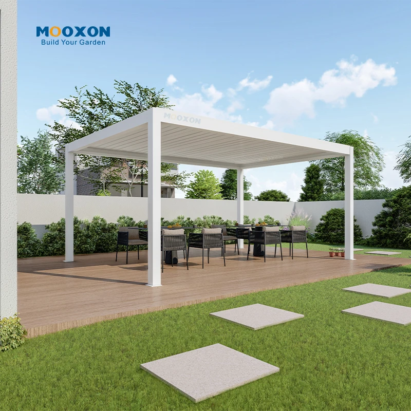 Mooxon High Quality Aluminium Louver Pergola Modern Outdoor Car Parking Bioclimatica 4 X 4  Louvre Windows Shades Carport