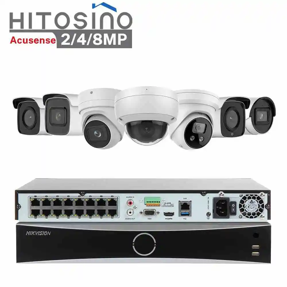 Hitosino full set home security bullet cameras system zoom camera de seguran 8 channel cctv nvr kit surveillance systems