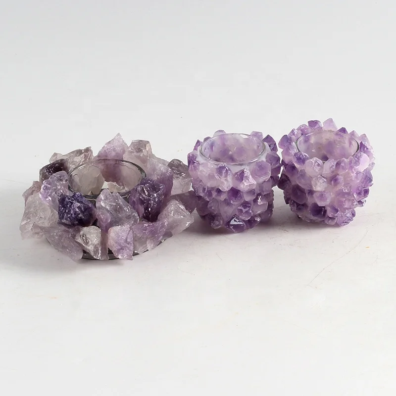 Оптовая продажа, подсвечники из натурального аметиста, хрустальные свечи, подсвечник из аметиста для продажи