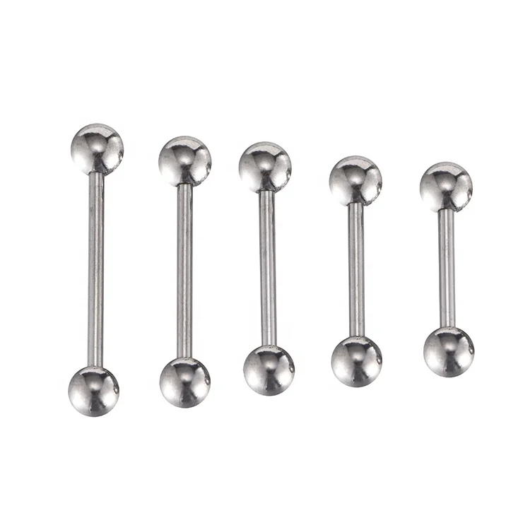 ASTM F136 Titanium Piercing Jewelry Externally Threaded 14G Tongue Barbell Tongue Ring