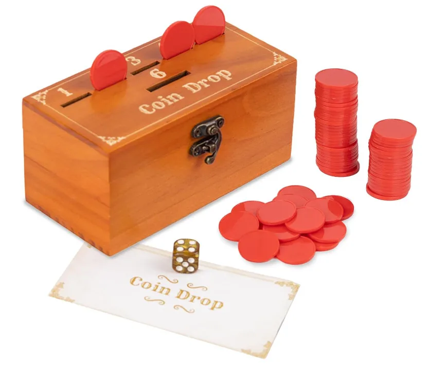 Factory Wholesale Family kids children Wooden Penny Game Penny Coin Game Contains 50 Coins Wooden Game Box