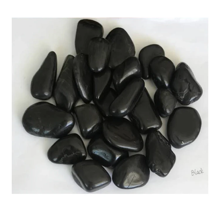  rolled 3~5cm 5~8cm natural high light and polished black pave landscaping stone for
