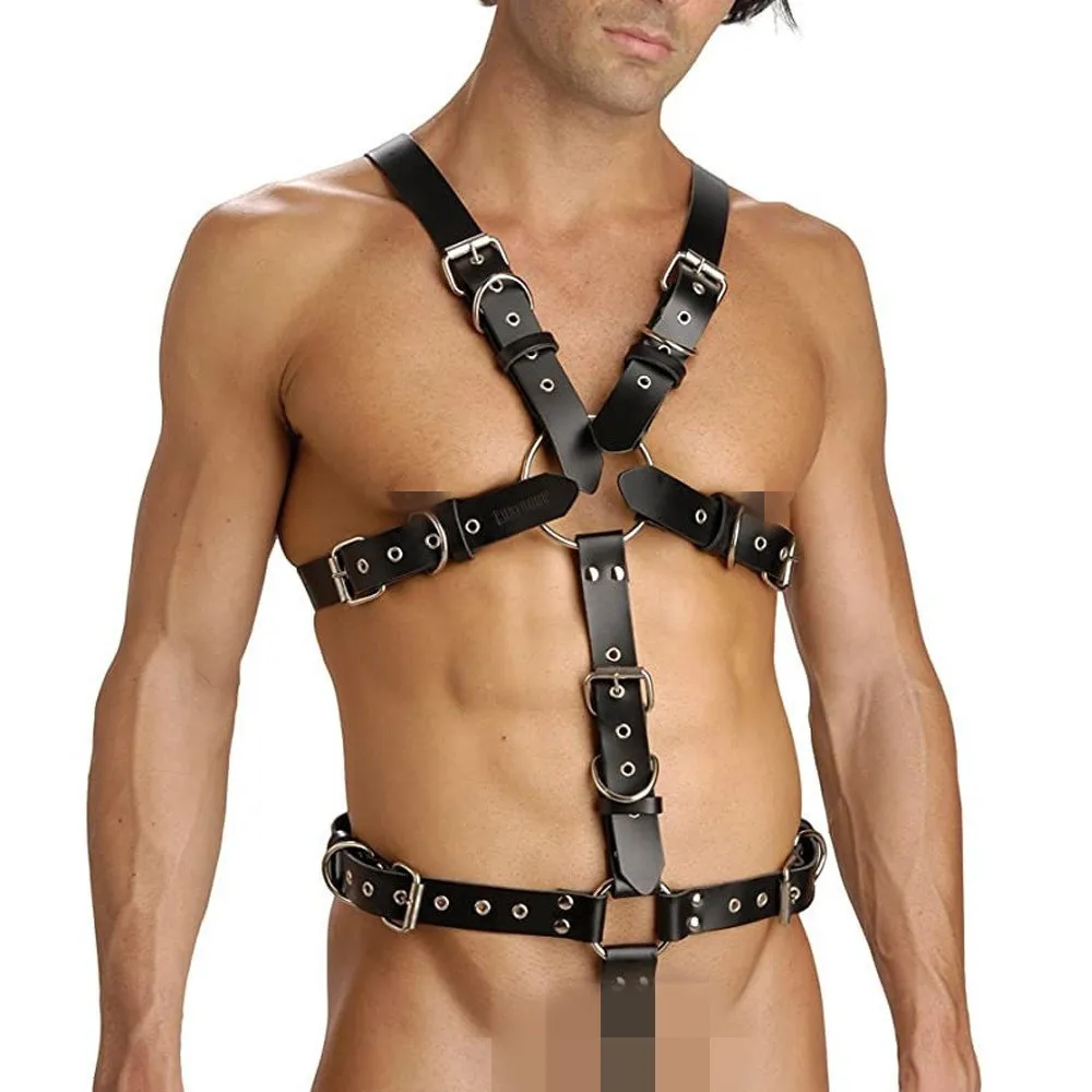 Leather Harness Men Fetish Bondage Restraints Body Harness Male Sex Tools For Adult Game Sex Product
