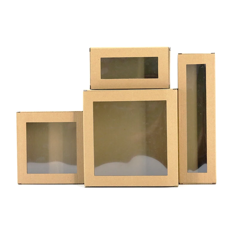 Custom size Plain F flute corrugated paper box with PVC window for cosmetics