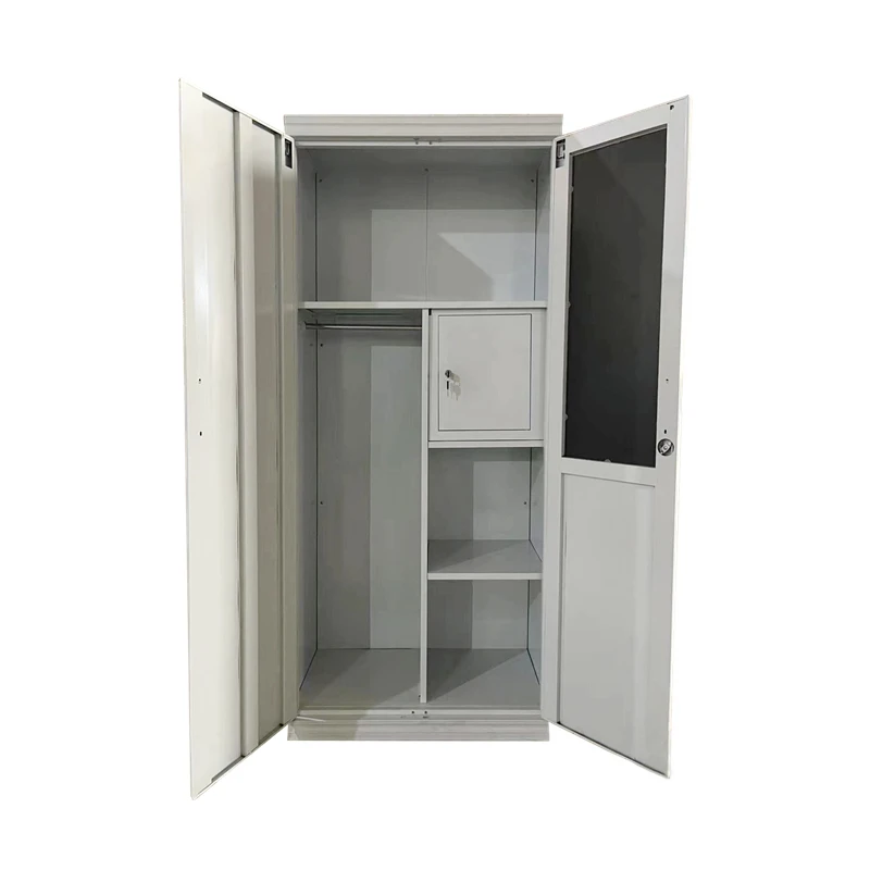 hot sell metal swing door wardrobe bedroom steel lockable wardrobe cabinet